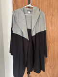 Venus Gray & Black Hooded Cover-Up Sweater - XL
