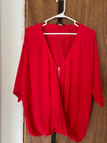 Venus Red Half-Zip Blouse - XL