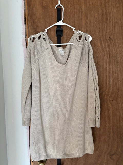 Venus Cream Cold Shoulder Sweater - XL