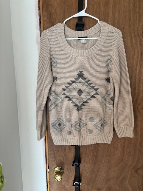 Venus Aztec Print Sweater in Cream - XL