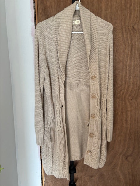 Faded Glory Cream Button-Up Cardigan - XL
