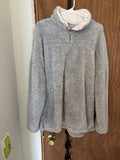 Cozy Fuzzy Gray Half-Zip Sweatshirt - Extra Large