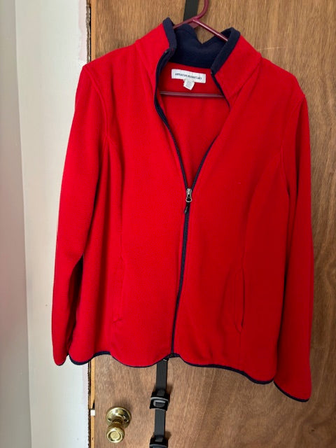 Red & Blue Full-Zip Sweatshirt with Pockets - XL