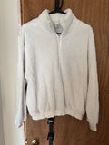Fleece zip up white sweat shirt