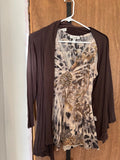 Dress Barn Tank Top with Brown Cover Blouse Set - Medium