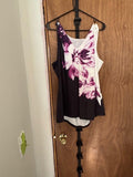 Purple Floral on Black Tank Top (New)