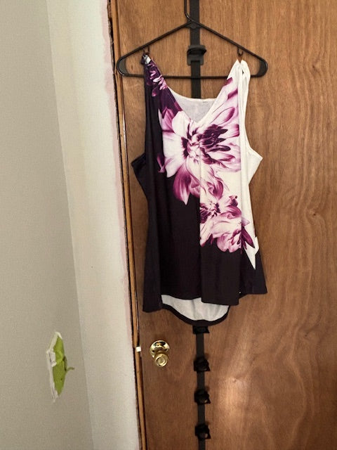 Purple Floral on Black Tank Top (New)