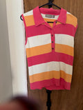 Pink, White & Orange Collar Tank Top - XL (As-Is)