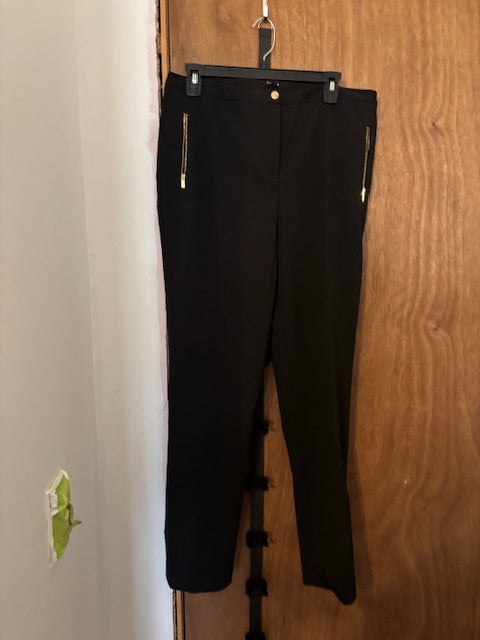 Black Slacks with Gold Zipper Pockets – Brand New Size 14